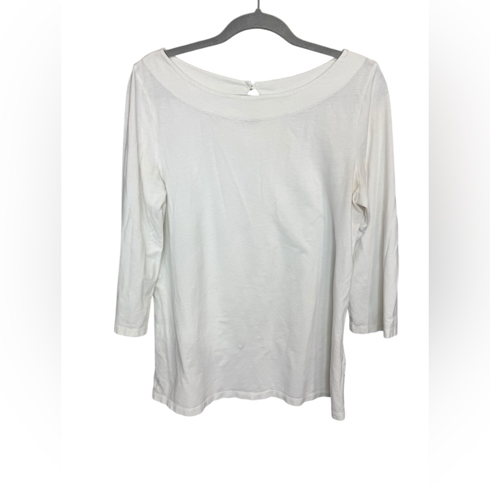 Lilly Pulitzer white Organic Cotton/Spandex‎ Blend 3/4 sleeve.
